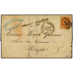 FRANCE MARSELLA a NAPOLES. 40 cts. naranja