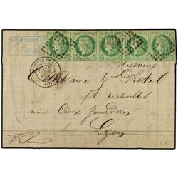 FRANCE Cover franked with five 5 c. Ceres (Yv 53)