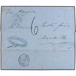 MARTINIQUE Stampless envelope to France