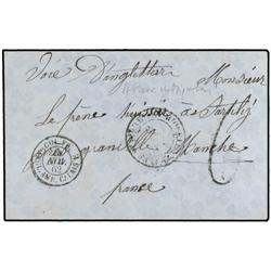 ST. PIERRE AND MIQUELON Stampless envelope to France