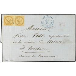 SENEGAL 10 c. bister, horiz. Pair