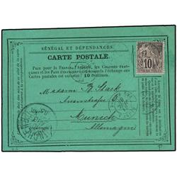 SENEGAL Usage of 1884 green Formula Card
