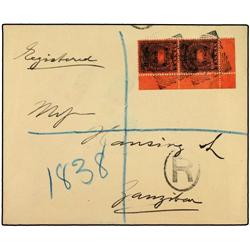 BRITISH EAST AFRICA Registered cover used to ZANZIBAR