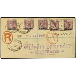 GIBRALTAR REGISTERED envelope to Stadthagen