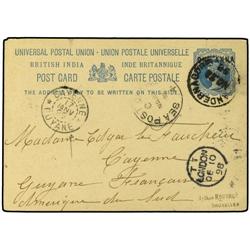 INDIA 1a. on 1½a. postal stationery