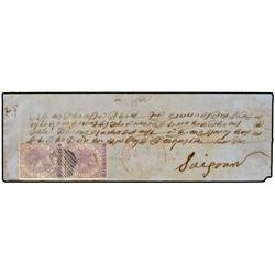 MALAYA Cover to SAIGON franked by pair of 1867