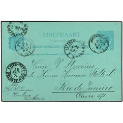 NETHERLANDS 5 c. Blue stationery card 