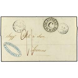 ITALY MARITIME MAIL Entire posted through the French Post Office