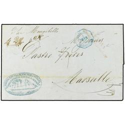 ITALY MARITIME MAIL Prepaid 70c. Entire to MARSEILLE