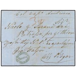 ITALY MARITIME MAIL Unpaid entire to PATRAS