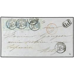 LUXEMBOURG Tira de cuatro sellos del 10 c.