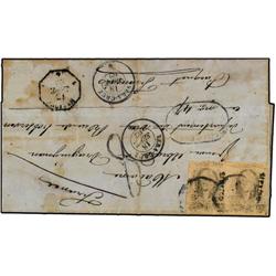 MEXICO MEXICO a FRANCIA. Circulada con dos sellos de 2 reales