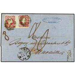 PORTUGAL LISBOA a FRANCIA. 25 reis rosa