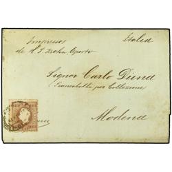 PORTUGAL PORTO a ITALIA. 15 reis castaño.