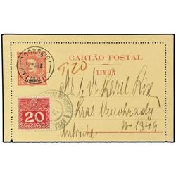 TIMOR 5a rose on yellow postal stationery