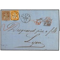 SWITZERLAND Entire letter to LYON franked by 1862 
