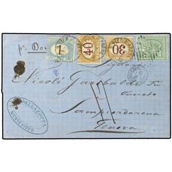 URUGUAY Cover to GENOA via LONDON