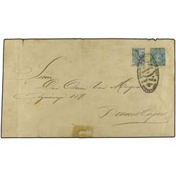 URUGUAY 5 c. azul y 10 c. verde azulado