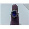 Image 1 : 14K WHITE GOLD RING WITH BLUE STONE AND DIAMONDS