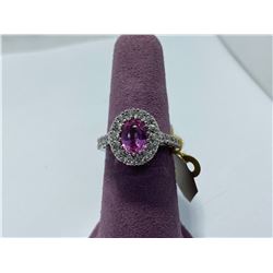 14K WHITE GOLD RING WITH DIAMONDS AND SAPPHIRE