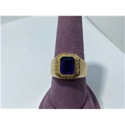 14K YELLOW GOLD MENS RING WITH STONE