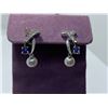 Image 1 : 14K WHITE GOLD PEARL, SAPPHIRE DIAMOND EARRINGS