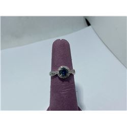 14K WHITE GOLD BLUE/GREEN DIAMOND RING