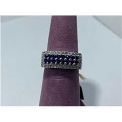 14K WHITE GOLD SAPPHIRE AND DIAMOND RING