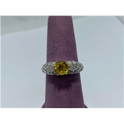 14K WHITE GOLD DIAMOND AND STONE RING