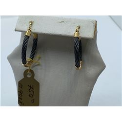 14K YELLOW GOLD AND BLACK TITANIUM EARRINGS