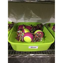 Bin of Dog Tennis Ball Tug Toys