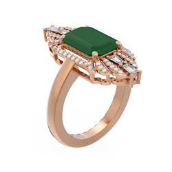 6.52 ctw Emerald & Diamond Ring 18K Rose Gold