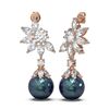 Image 2 : 7.42 ctw Diamond and Pearl Earrings 18K Rose Gold