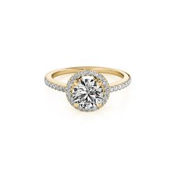 0.9 ctw Certified VS/SI Diamond Halo Ring 18K Yellow Gold