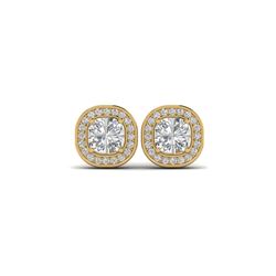 2 ctw Cushion Certified VS/SI Diamond Art Deco Stud Earrings 18K Yellow Gold