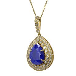 15.87 ctw Sapphire & Diamond Victorian Necklace 14K Yellow Gold