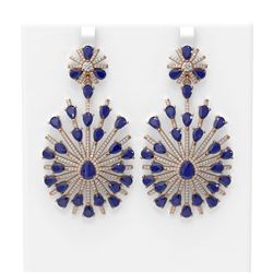 33.35 ctw Sapphire & Diamond Earrings 18K Rose Gold