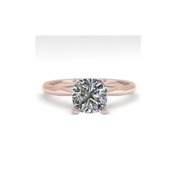 1.01 ctw Cushion VS/SI Diamond Engagement Designer Ring 18K Rose Gold