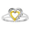 Image 1 : Two-tone Sterling Silver Round Diamond Double Heart Ring .03 Cttw