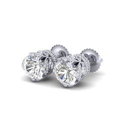 3 ctw VS/SI Diamond Solitaire Art Deco Stud Earrings 18K White Gold