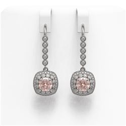 4.3 ctw Certified Morganite & Diamond Victorian Earrings 14K White Gold