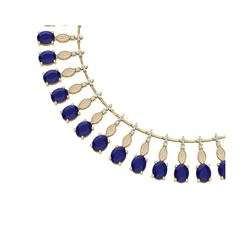 65.62 ctw Sapphire & VS Diamond Necklace 18K Yellow Gold