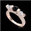 Image 1 : 2.3 ctw Fancy Black Diamond Micro Pave 3 Stone Ring 18K Rose Gold