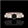Image 2 : 2.3 ctw Fancy Black Diamond Micro Pave 3 Stone Ring 18K Rose Gold