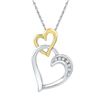 Image 1 : Two-tone Sterling Silver Round Diamond Double Heart Pendant .03 Cttw