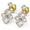Image 1 : 3.7 ctw Cushion Cut Diamond Designer Earrings 18K Yellow Gold