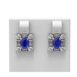 3.83 ctw Sapphire & Diamond Earrings 18K White Gold