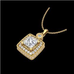 0.91 ctw Princess VS/SI Diamond Art Deco Stud Necklace 18K Yellow Gold
