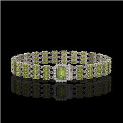 25.49 ctw Tourmaline & Diamond Bracelet 14K White Gold