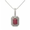 Image 2 : 7.18 ctw Certified Ruby & Diamond Victorian Necklace 14K White Gold